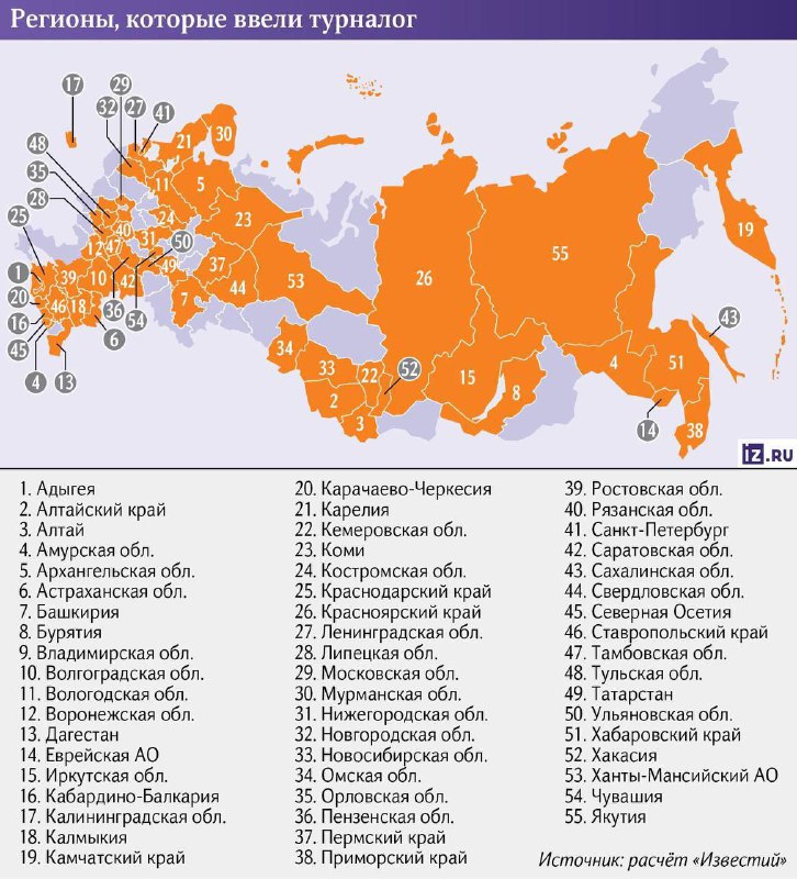 Введение туристического налога в российских регионах с 2025 года