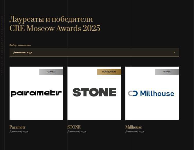 Объявлены победители премии CRE Moscow Awards 2025: лидеры рынка недвижимости