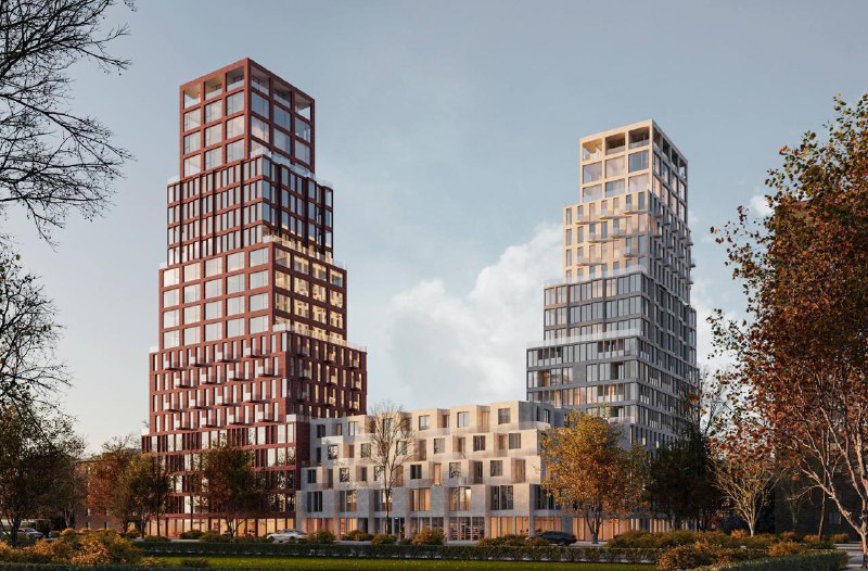 Современная архитектура жилого комплекса на Мосфильмовской улице