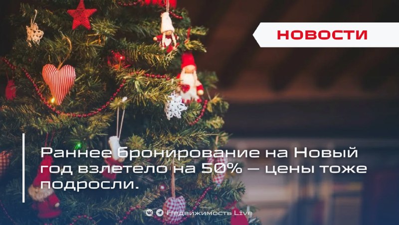 Рост спроса на бронирование недвижимости на Новый год и повышение цен