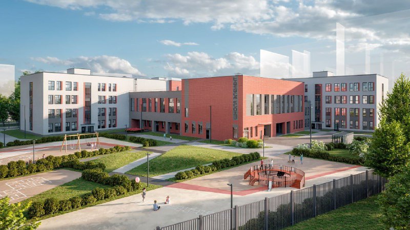Строительство современной школы в поселке Жилино nearing завершения