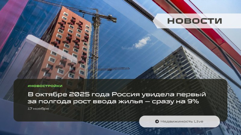 Рост ввода жилья в России в октябре 2025 года: спад за год и региональные показатели