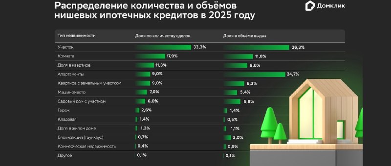 Популярность нишевых ипотечных кредитов в России в 2025 году