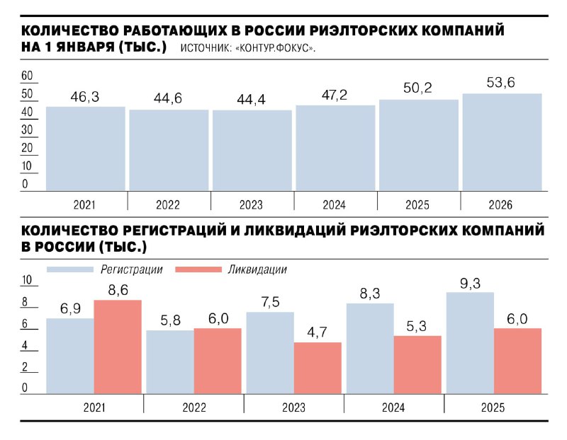 Рост числа риелторских компаний и специалистов в России