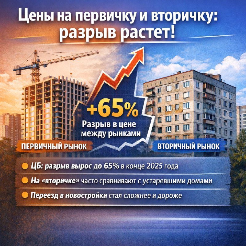 Рост ценового расхождения между первичным и вторичным рынками недвижимости