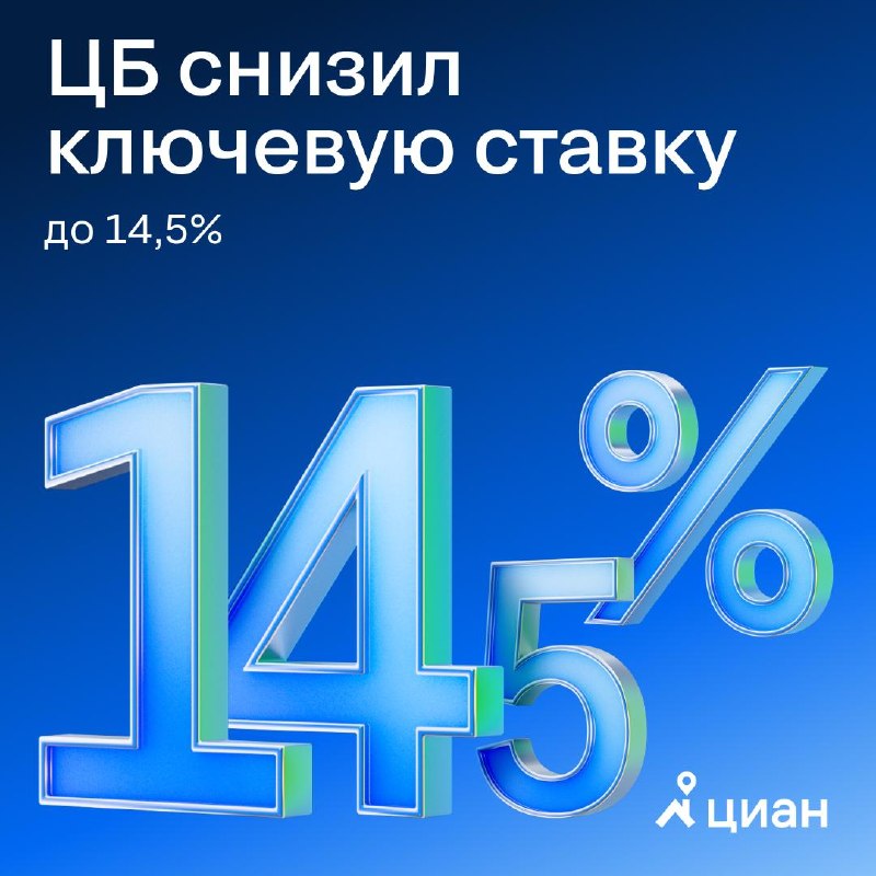 Центробанк снизил ключевую ставку до 14,5%