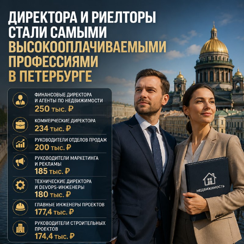 Самые высокооплачиваемые профессии в Петербурге: финдиректора и риелторы