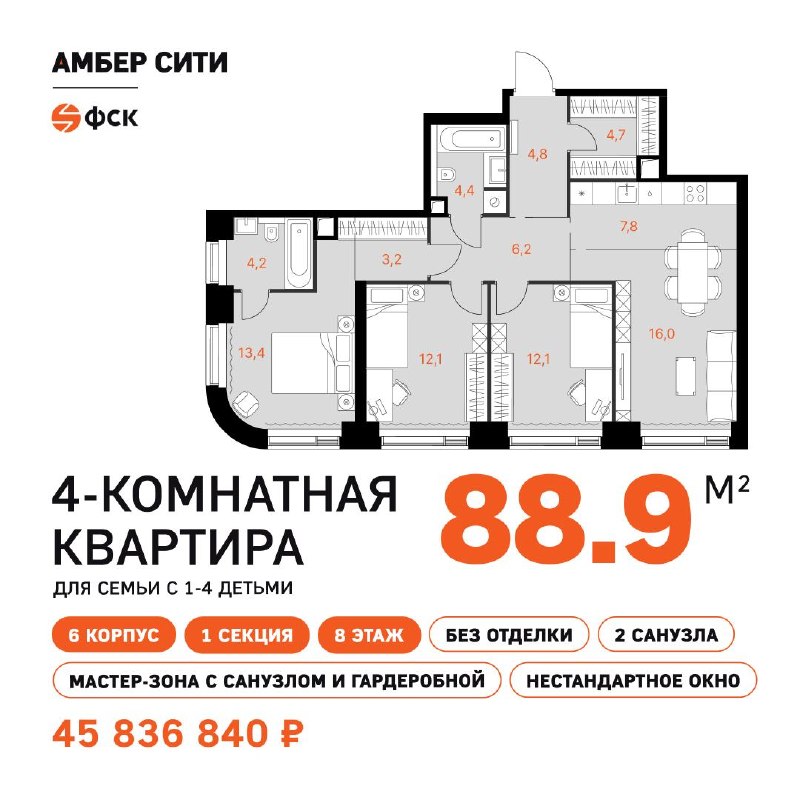 Открыты продажи в 6-м корпусе премиального квартала «Амбер Сити» у метро «Беговая»