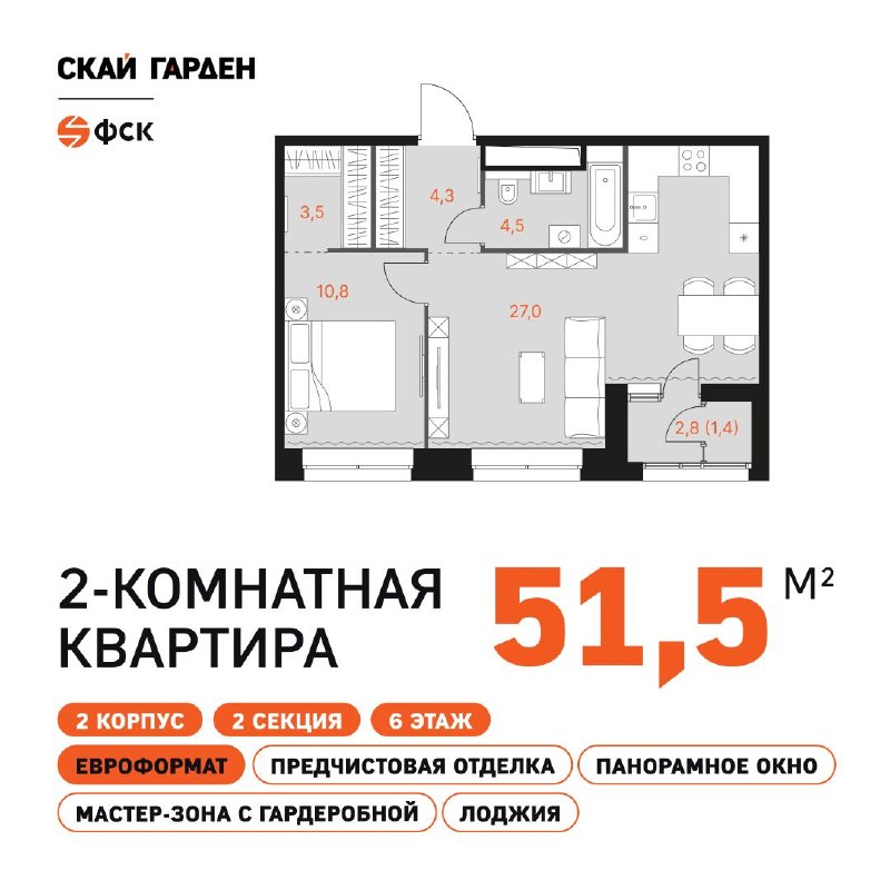 Евродвушка: продуманная планировка для разных сценариев жизни