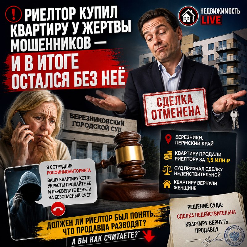 Суд отменил сделку: мошенники заставили продавца продать квартиру риелтору