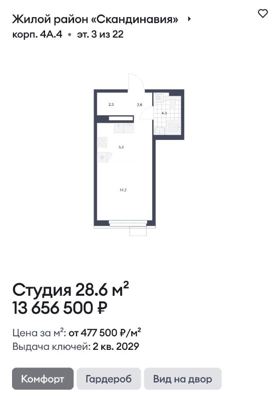 В ЖК «Скандинавия» стартовали продажи дома 4А от 13,7 млн рублей