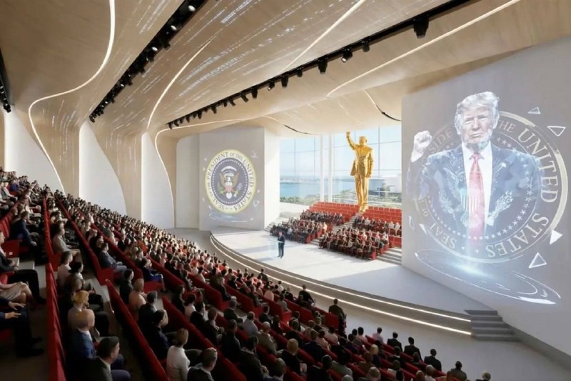 Президентская библиотека Трампа в Майами: 50 этажей, золото и Boeing 747