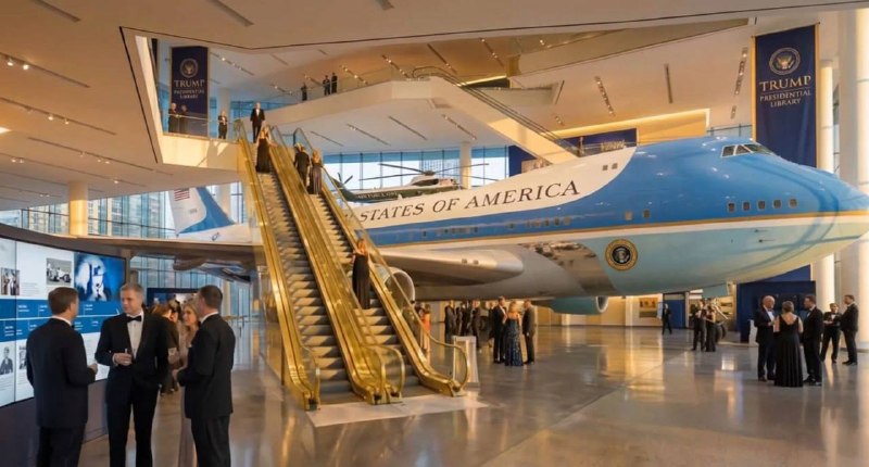Президентская библиотека Трампа в Майами: 50 этажей, золото и Boeing 747