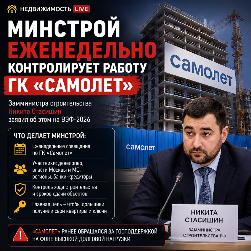 Минстрой установил еженедельный контроль за ГК «Самолёт»