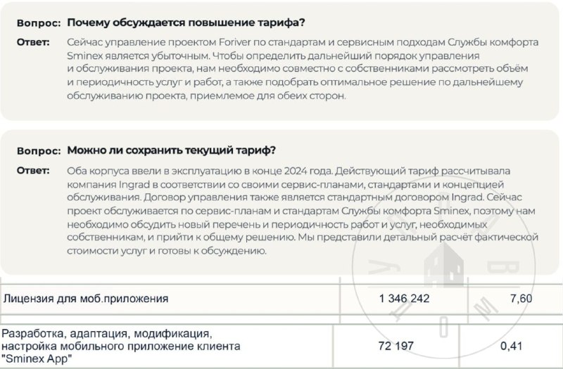 Жители ЖК FORIVER спорят из‑за резкого роста платы за содержание и мобильное приложение застройщика