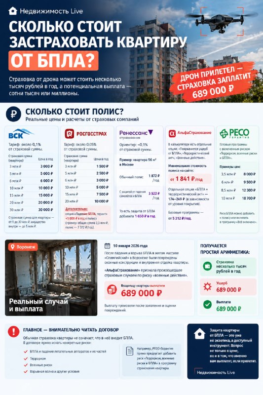 Сколько стоит страховка квартиры от БПЛА: расчёты, тарифы и важные условия