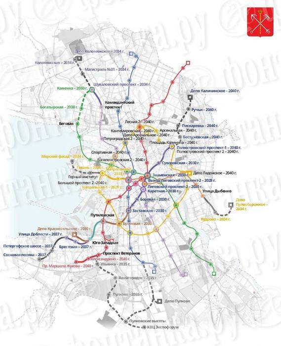 Петербургское метро хотят замкнуть в кольцо к 2040 году