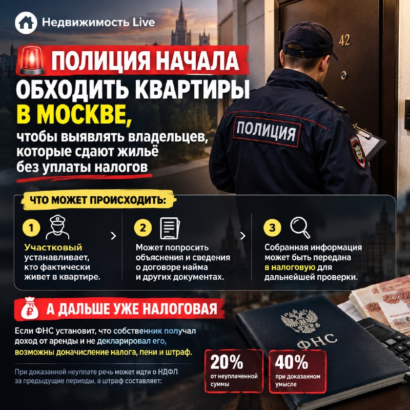 В Москве проверяют собственников: выявляют тех, кто сдаёт жильё без уплаты налогов