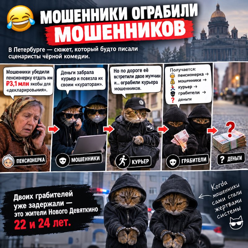 В Петербурге мошенники «ограбили» мошенников: курьеру не дали довезти деньги