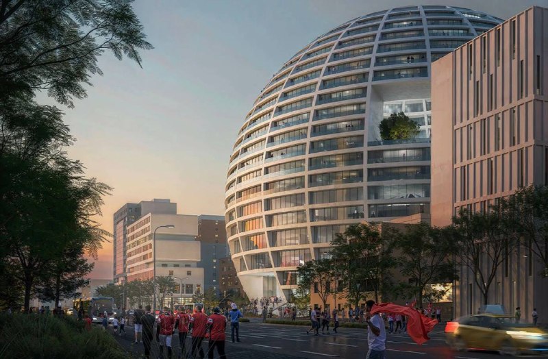 Стадион-сфера в Тиране: проект MVRDV The Grand Ballroom
